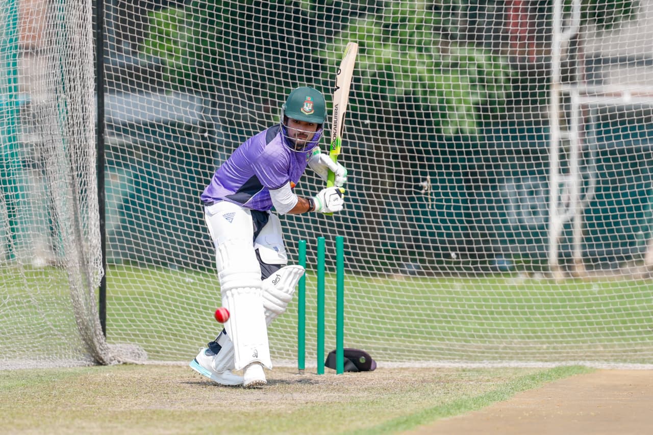 Shanto was getting ready in the nets ©BDCricTime