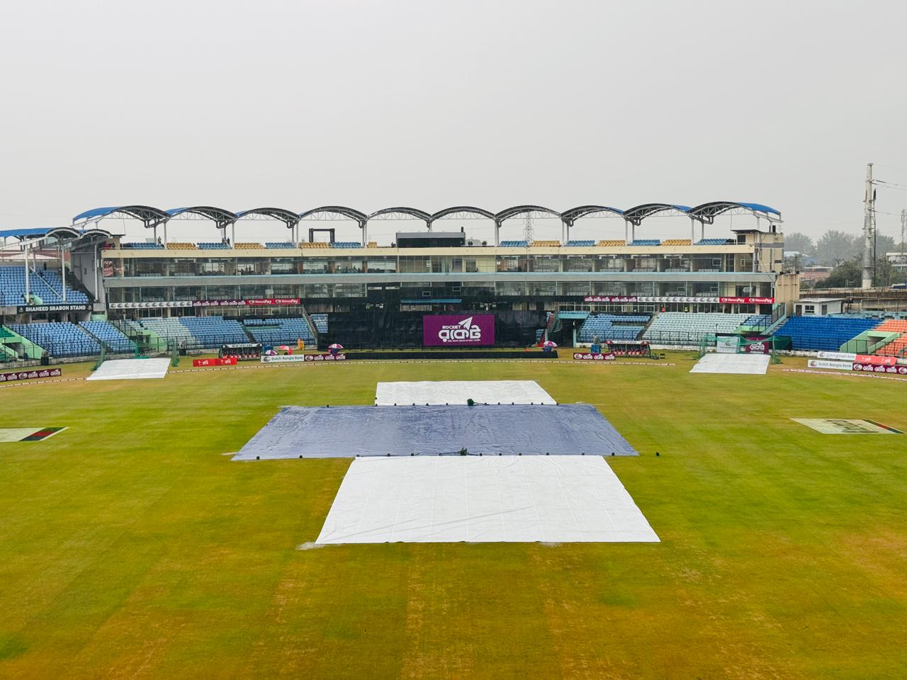 The pitch is covered©BDCricTime