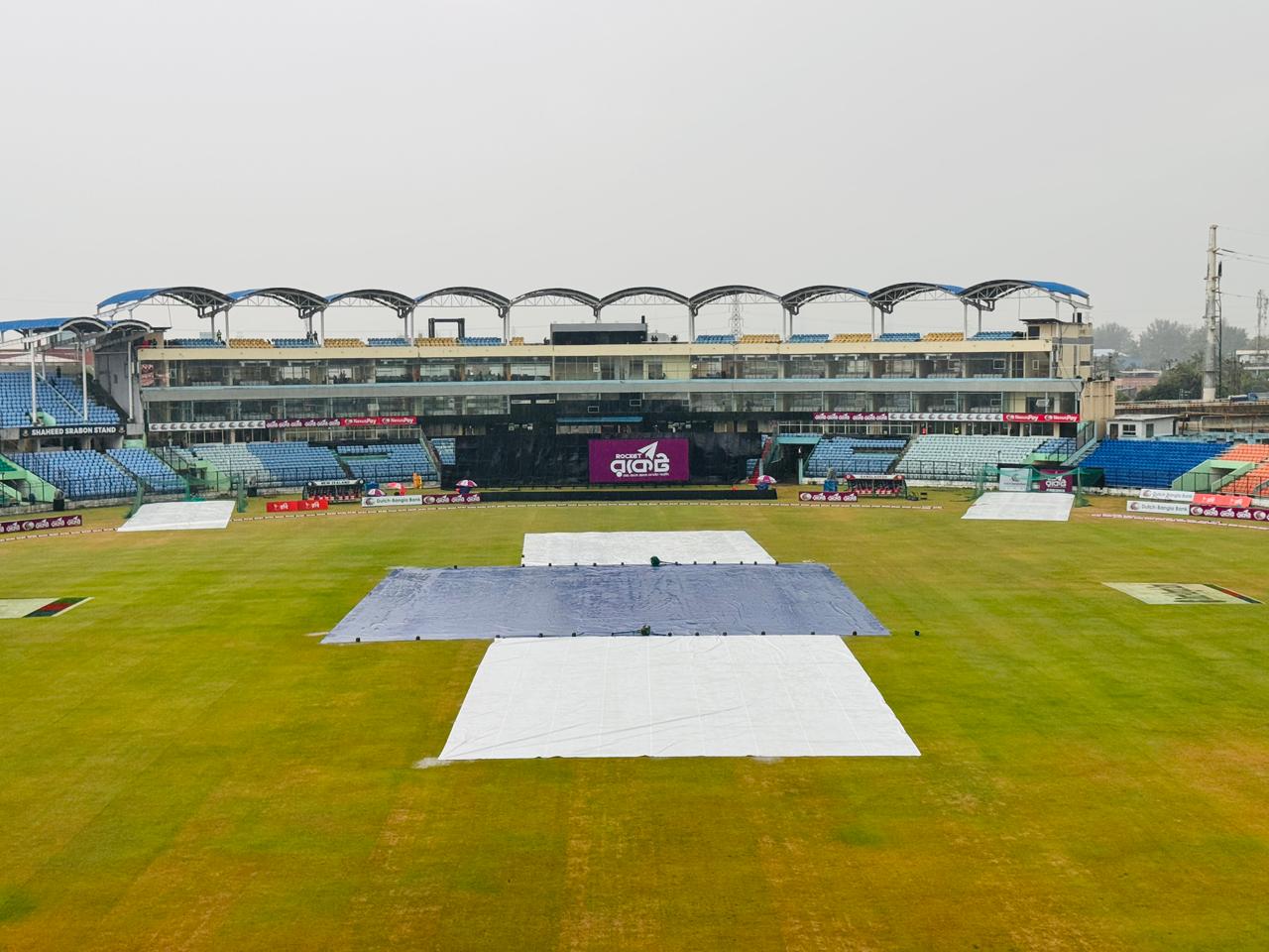 The pitch is covered at BSSFLMRS©BDCricTime