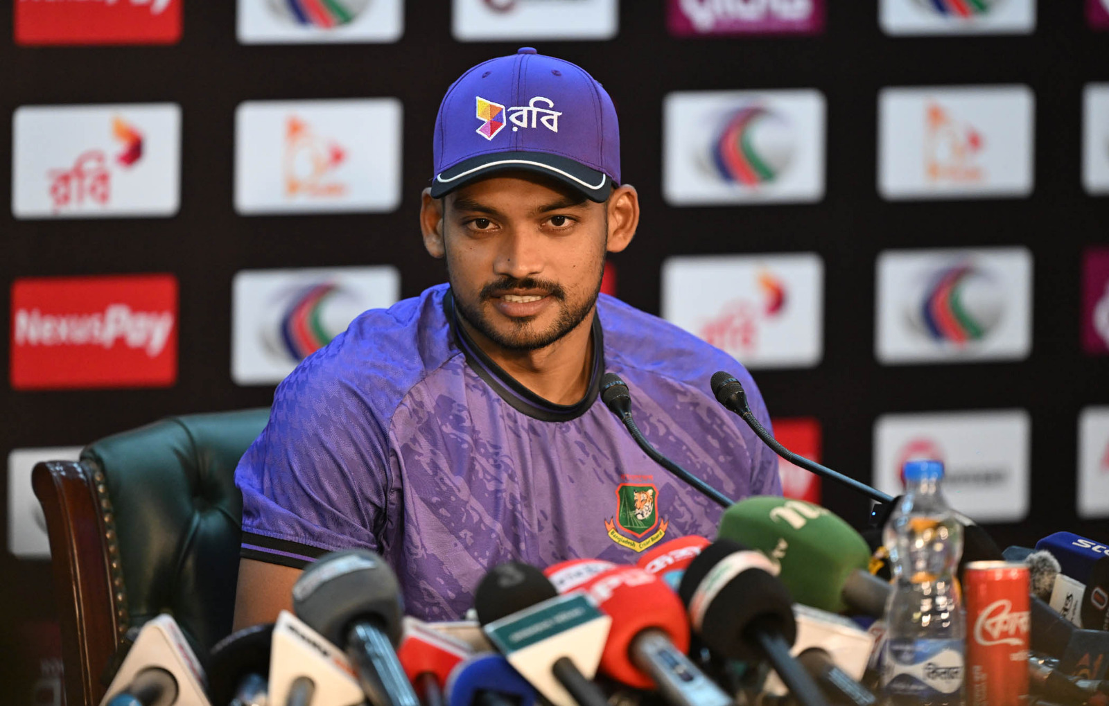 Nazmul Hossain Shanto in the press conference ©BDCricTime