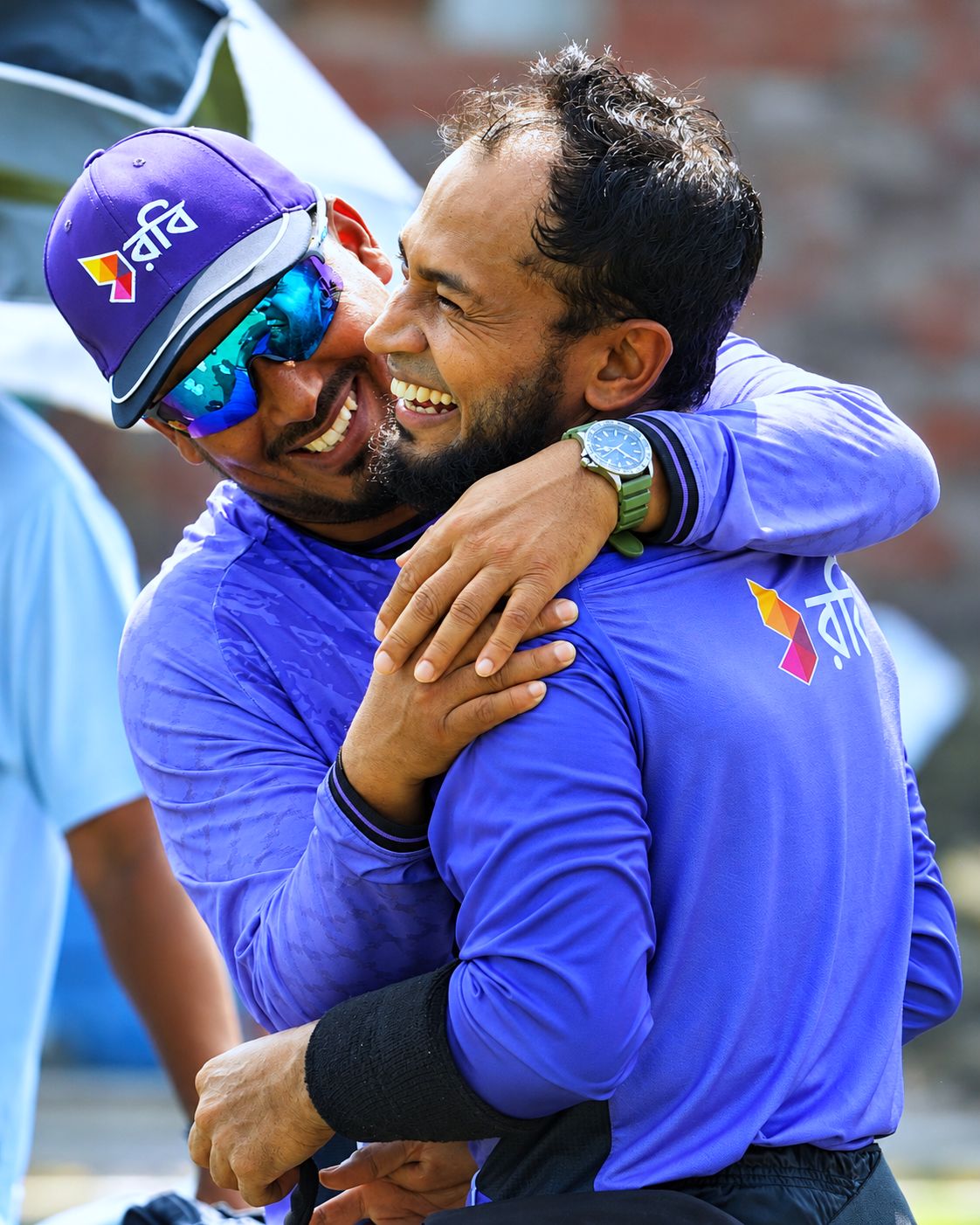 A Smiling Mushfiqur Rahim and Mohammad Ashraful Captured During Training © BCB