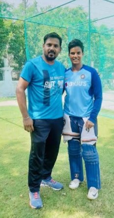 Indian cricketers celebrating the sister-brother bond