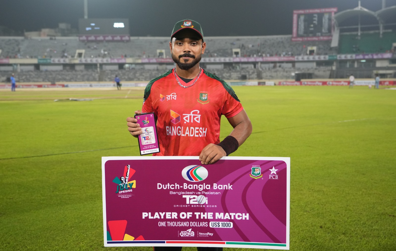 Parvez Hossain Emon named player of the match for unbeaten 56 ©BDCricTime