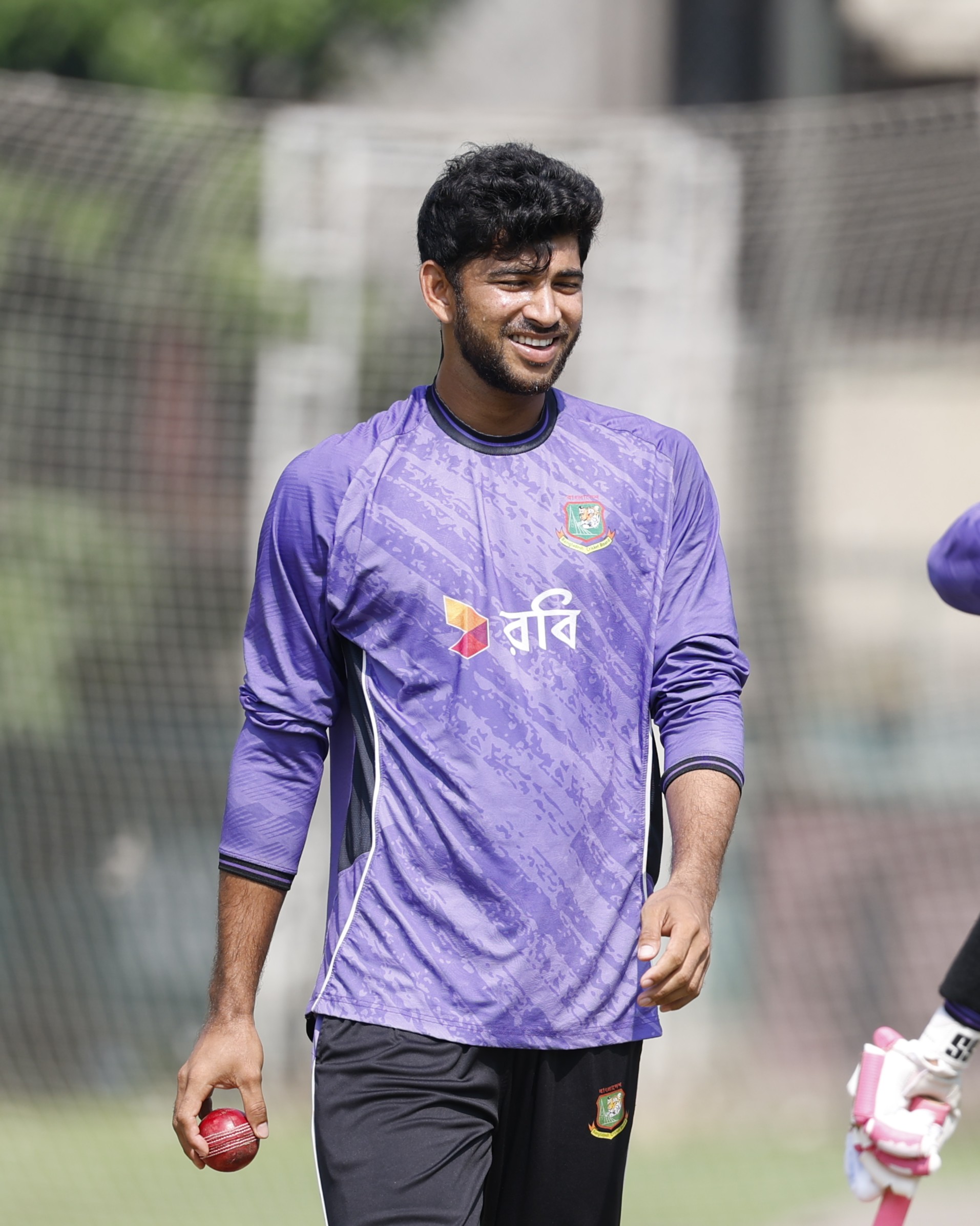 A Smiling Nayeem Hasan Enjoys His Practice Session © BDCricTime