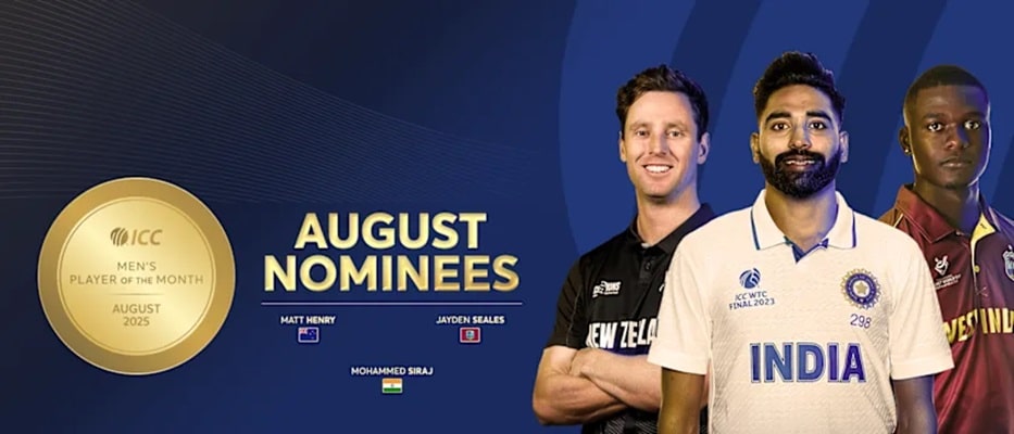 ICC Announces Men’s Player of the Month nominees for August 2025