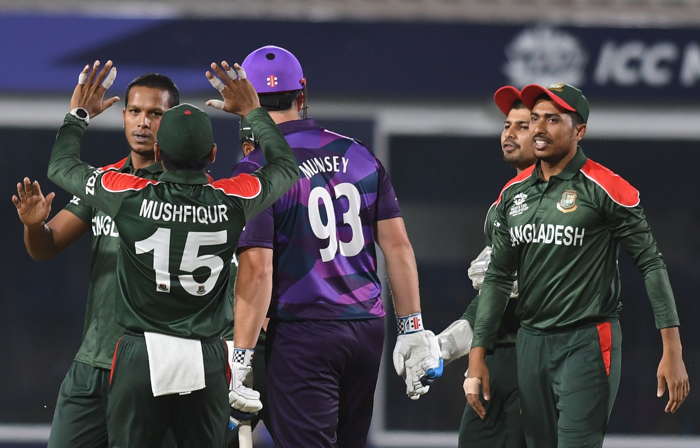 Mohammad Saifuddin takes the first wicket for Bangladesh in T20 World Cup 2021, Bangladesh vs Scotland, T20 World Cup 2021