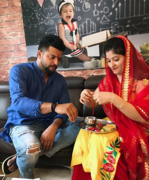 Indian cricketers celebrating the sister-brother bond