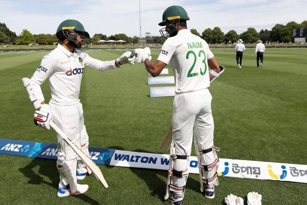 Shadman Islam and Naim Sheikh came out to open as Bangladesh were asked to follow on. © Getty Images  