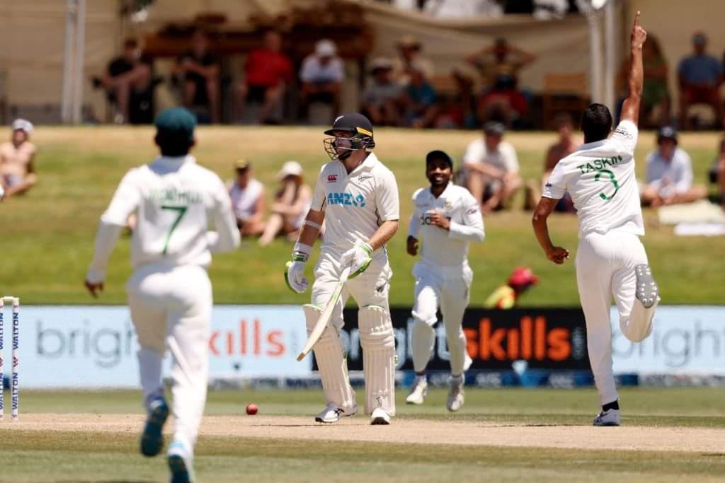Taskin Ahmed got the wicket of Tom Latham in the second innings. ©Getty Images